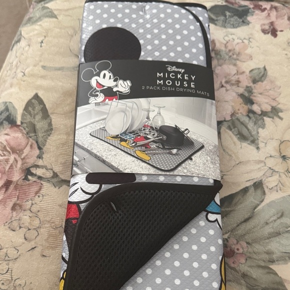 Disney Mickey Mouse Gray and Black Dish Mats - Picture 1 of 3